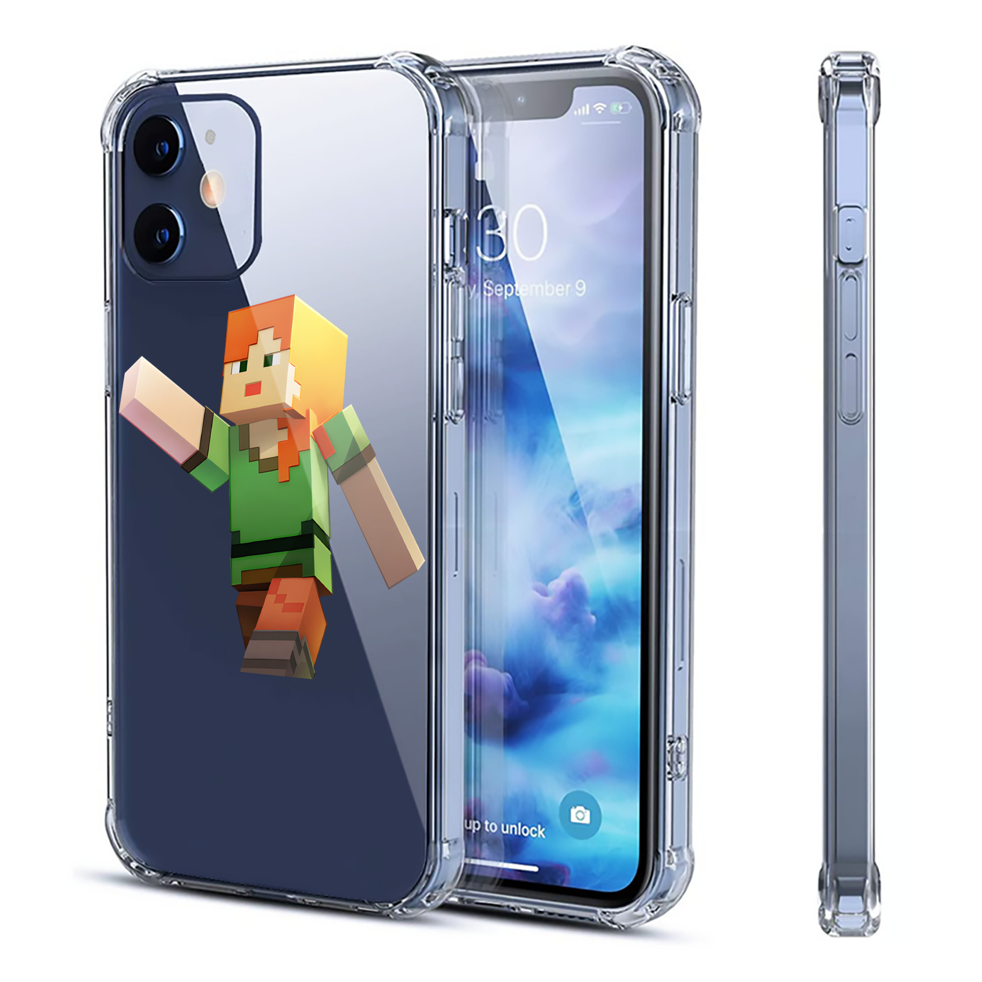 （画像用） マインクラフト ブロックの世界 Minecraft MC Block world 【iPhone 12シリーズ対応】透明スマホケース（クリアソフトケース）